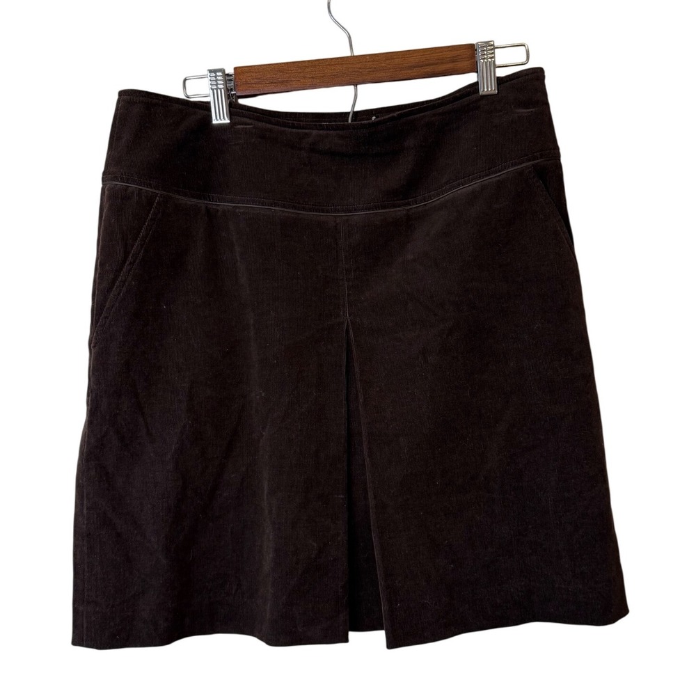 Carole Little Corduroy Skirt‎ Brown Pleated A Line Career Wear Womens Size 10